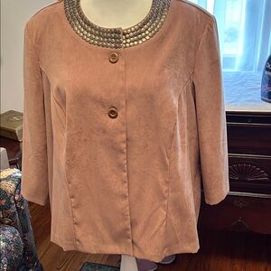 A. Giannetti Studded Collar Blazer in Tan
